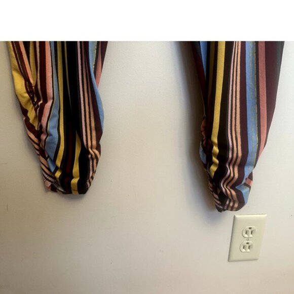 Plus Size 1X Strapless Striped Jumpsuit Boho Vacation Wide Leg Romper - Picture 5 of 5